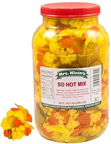 Vista 11 de 32 Oz. Verduras Frescas en Escabeche, 2 Frascos, Mezcla Muy Picante de Trozos de Coliflor, Zanahorias, Pepinillos Picantes y Pimientos Chilito