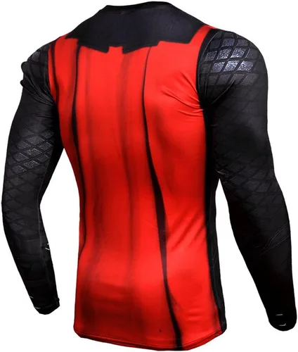 Vista 4 de 3D Super Hero Close-Fitting Quick-Drying Elastic Sport Cosplay T-Shirt Long Sleeve