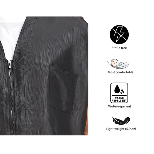 Vista 4 de PERFEHAIR Chaleco de peluquero para hombre, mantente cómodo y elegante, ligero, diseño antiestático, ideal para estilistas, profesionales