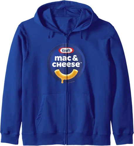 Vista 3 de Heinz Kraft Mac & Cheese Classic Macaroni Big Chest Logo Sudadera con capucha y cremallera, Negro