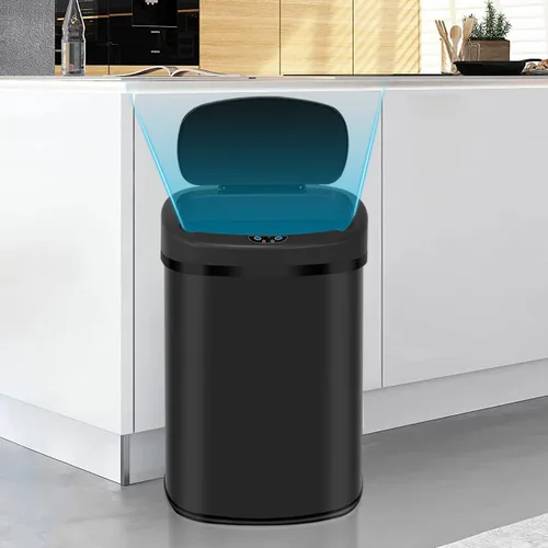 Vista 7 de Basurero de cocina de 13.2 galones con sistema de control de olores, cubo de basura automático con sensor de movimiento táctil con tapa, cubo