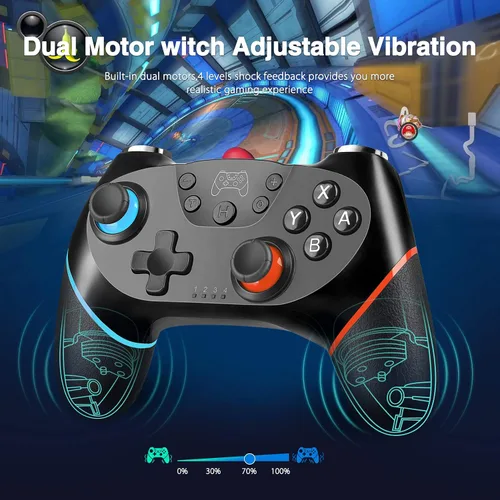 Vista 3 de Controlador inalámbrico Pro compatible con interruptor mando a distancia YCCTEAM Gamepad Pro con eje giroscópico Turbo y doble choque ajustable