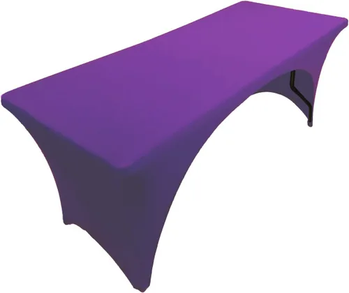 Vista 12 de Mantel de elastano color burdeos de 6 pies para mesa plegable rectangular ajustable