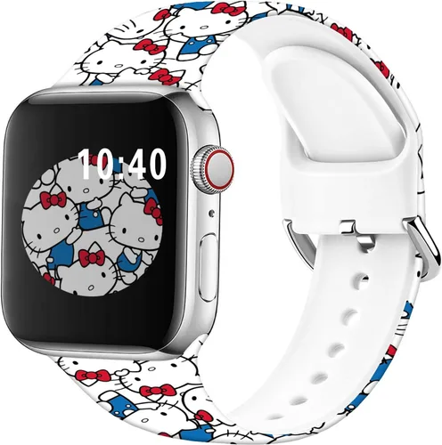 Vista 2 de Compatible con Apple Watch Band Hello Ki Sweet Blue de 1.929 in/1.811 in/1.772 in/1.732 in/1.654 in (Serie 3 2 1) Correa de silicona suave, bonita