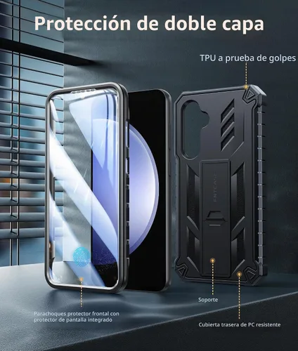 Vista 7 de FNTCASE para Samsung Galaxy S23-FE Funda: Funda protectora dura de grado militar con atril Protector de pantalla Funda protectora a prueba