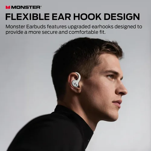 Vista 2 de Monster N-Lite 216 Auriculares Inalámbricos, Auriculares Deportivos con Ganchos para las Orejas, Auriculares con Cancelación de Ruido, Auriculares