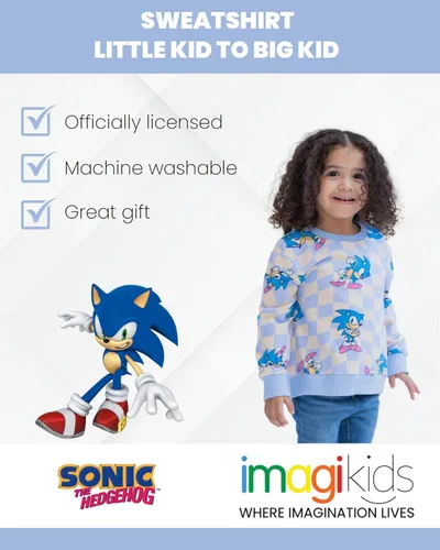 Vista 3 de SEGA Sonic the Hedgehog - Sudadera de felpa francesa para niñas pequeñas y grandes