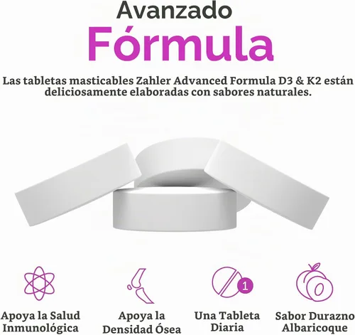 Vista 5 de Zahler - Suplemento masticable de vitamina D3 y K2 (90 unidades) - Certificado Kosher K2 D3 Vitamina 5000 UI Deliciosa tableta masticable - Vitamina