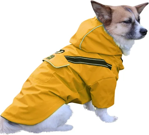Vista 14 de JoyDaog Impermeable prémium para perro con capucha para perros extra pequeños, chaqueta impermeable para deportes al aire libre, impermeable
