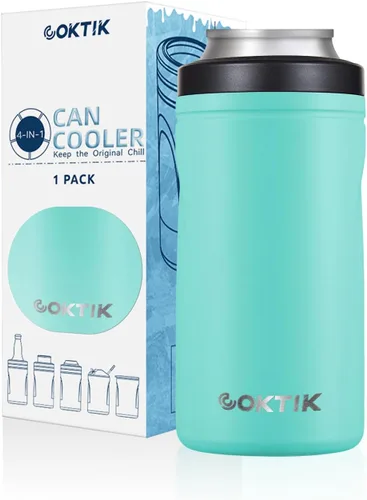 Vista 25 de COKTIK 4 en 1 enfriador de latas aislado, enfriador de latas delgadas de doble pared para latas de 12 oz regulares o delgadas y botellas de cerveza