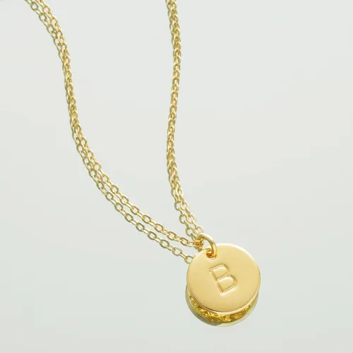 Vista 3 de Bemoly Initial Necklace for Women Round 11MM Coin Disc Double Side Engraved Letter A-Z Hammered Pendant 14K Gold Plated Personalized Alphabet
