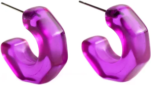 Vista 5 de Leetie Lovendale Gracie Hugger - Aretes de aro hipoalergénicos para mujer, hechos con acero quirúrgico y Lucite, ligeros y cómodos, hechos a mano