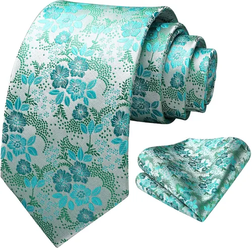 Vista 126 de Corbatas florales tejidas clásicas para hombre, corbata cuadrada de bolsillo, corbatas formales para hombres, boda con pañuelo