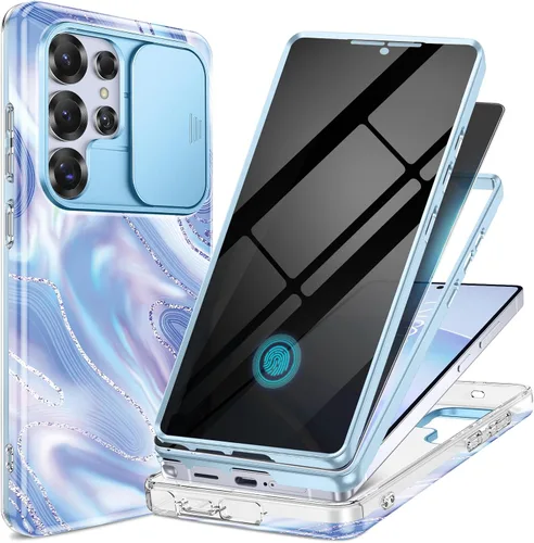 Vista 11 de GVIEWIN para Samsung Galaxy S23 Ultra Funda con cubierta deslizante para cámara, [Protector de pantalla incorporado] [2 Marcos frontales] Funda