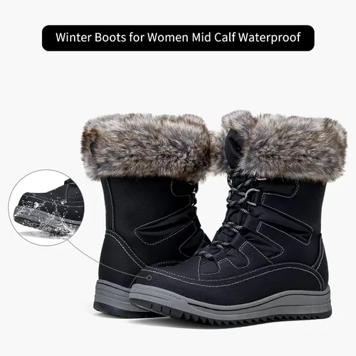 Vista 7 de VEPOSE - Botas de invierno para mujer impermeables