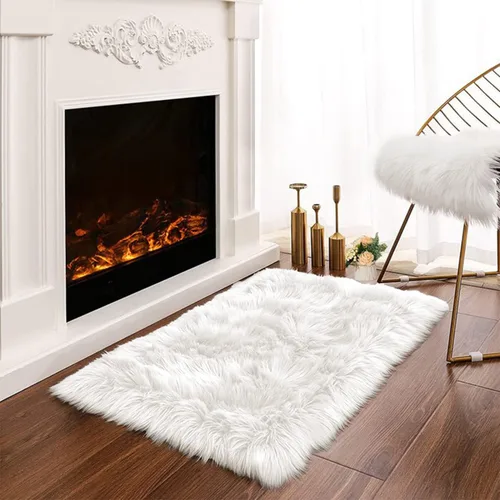 Vista 20 de Latepis - Alfombra rectangular de piel sintética tipo lana de oveja suave y esponjosa de estilo bohemio para sala de estar, dormitorio y residencias