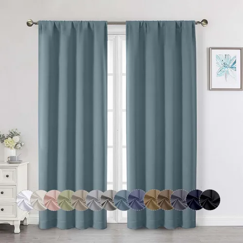 Vista 123 de Cortinas opacas para dormitorio, sala de estar, juego de 2 paneles de 54 pulgadas de largo, cortinas de oscurecimiento de habitación con aislamiento