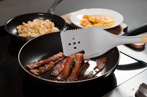 Vista 7 de FLIPFORK 4-n-1 NYLON (no para parrilla) Utensilios de cocina de cocina múltiple con espátula, tenedor, cortador, molinillo de hierbas, funciona
