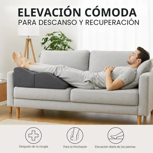 Vista 5 de itcozy - Almohada de elevación de piernas con espuma viscoelástica suave, almohada en forma de cuña para leer, descansar, cirugía, alivia el dolor