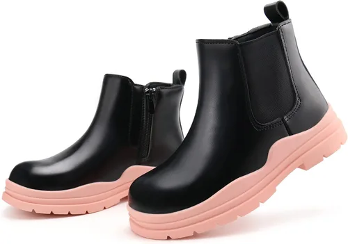 Vista 4 de brooman Botas Chelsea para niños y niñas, botines con cremallera
