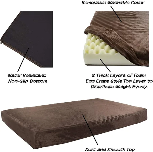 Vista 4 de PETMAKER - Cama ortopédica para perros, cama para mascotas de 2 capas para suelo, perrera o jaula con funda extraíble lavable, cama para perros