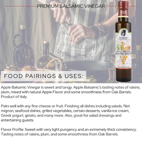 Vista 3 de Ariston "Lo Mejor de lo Mejor" Vinagre balsámico premium – Envejecido en barril, calidad gourmet, producto de Italia – Vegano, sin gluten, sin OGM