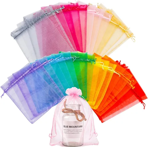 Vista 10 de YunKo - 50 bolsas de organza blanca de 6.5 x 9 pulgadas con cordón de malla Blanco