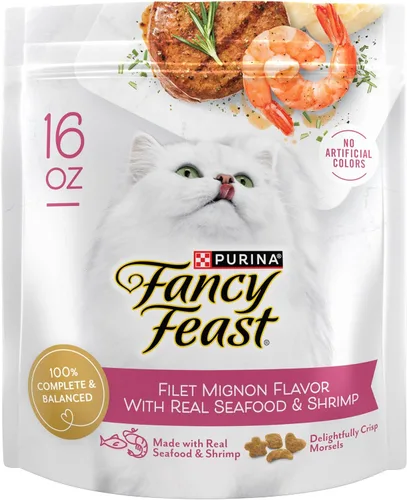 Vista 11 de Fancy Feast Purina - Alimento seco para gatos, sabor filet mignon con mariscos y camarones reales, comida gourmet para gatos con vitaminas