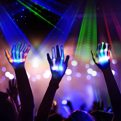 Vista 5 de 4 pares de guantes LED de Navidad, juguetes geniales y divertidos, guantes de luz intermitente, guantes coloridos que brillan con luz, Con