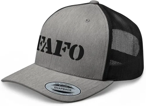 Vista 10 de FAFO Fuck Around and Find Out - Gorra de camionero curvada con corona media ajustable Negro
