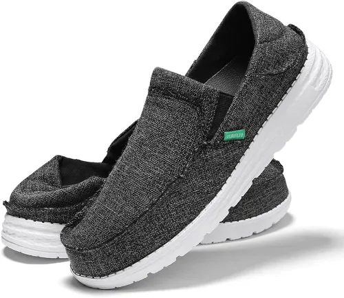 Vista 8 de JXRUXZO Men's Slip on Cloth Shoes Plantar Fasciitis Canvas Loafer Shoes with Arch Support Insole,Casual Comfort Slippers Soft Outdoor Boat Shoes