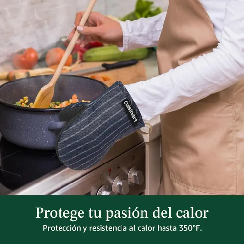 Vista 3 de Cuisinart Heritage - Mini guantes para horno, 2 unidades, neopreno Denim Pinstripe