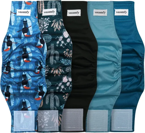 Vista 9 de vecomfy - Pañales lavables y reutilizables a prueba de fugas para perros machos de tamaño pequeño, 5
