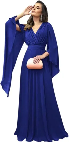 Vista 6 de FZETVN Vestido de noche de gasa con cuello en V para madre de novia