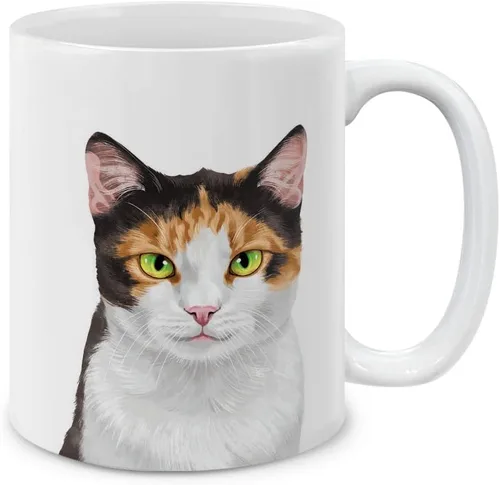 Vista 15 de MUGBREW Taza de té de cerámica bicolor blanco y naranja con gato atigrado Gatito, 11 oz
