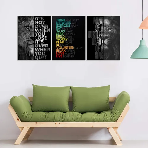 Vista 4 de Arte de pared motivacional para oficina, lienzo inspirador, arte de pared, póster de ajetreo, impresión de cita de empresario, pintura de pared, 3
