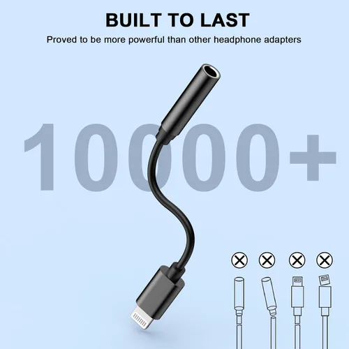 Vista 8 de [Certificado MFi de Apple] Paquete de 2 Adaptador de Conector de Auriculares iPhone 3.5mm, Adaptador de Lightning a Conector de Auriculares 3.5mm