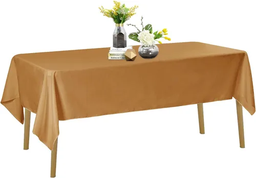Vista 54 de Mantel de poliéster lavable de 132 pulgadas, resistente a las manchas y a las arrugas, mantel decorativo para mesa de comedor, fiestas de bufé