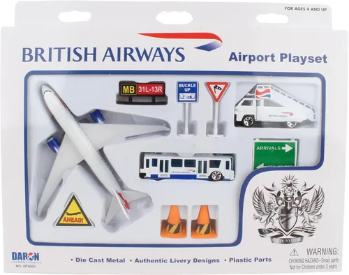 Vista 6 de Daron LOT Polish Airlines Airport Playset – Avión de juguete de metal fundido a presión con accesorios – Set de juego de aerolínea con licencia