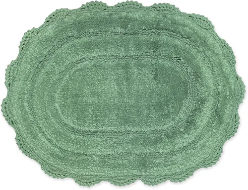 Vista 32 de Chardin home Alfombra de baño de ganchillo beige, alfombra de baño ovalada 100% algodón con borde de ganchillo artesanal hecho a mano, alfombra