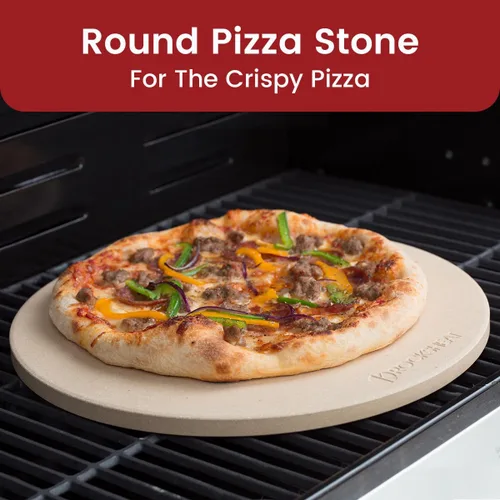 Vista 2 de K ROCKSHEAT - Piedra para pizza de 10.25 pulgadas para parrilla, piedra para hornear pan pequeño para horno, piedra de pizza de cordierita redonda