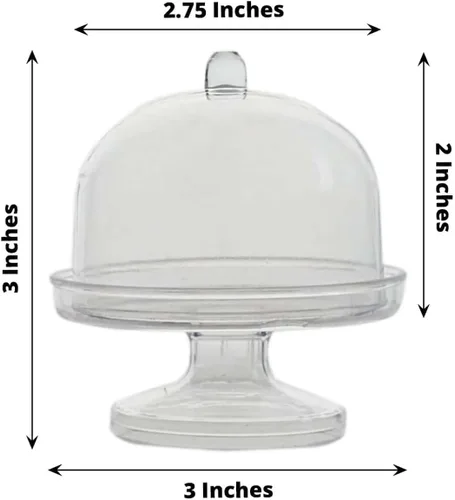 Vista 2 de Efavormart - Paquete de 12 soportes transparentes para cupcakes de 3 pulgadas, soporte de placa de exhibición de dulces con cúpula para bodas