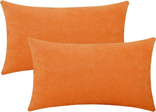 Vista 20 de Jeneoo - Fundas de almohada decorativas rojas brillantes de chenilla suave, fundas de cojín cómodas y sólidas para sofá de sala de estar