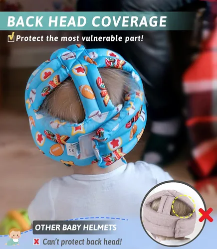 Vista 3 de Protector de Cabeza para Bebé - Casco de Bebé para Gatear, Caminar, Correr - Sin Golpes y Cojín Suave - Gorra Protectora Ajustable, Protector