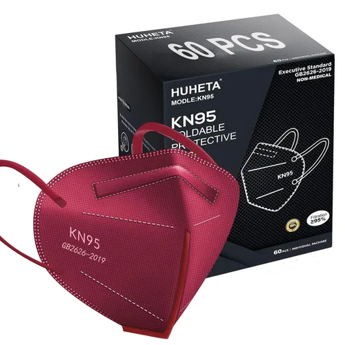 Vista 8 de HUHETA - Mascarillas KN95, paquetes de 30 unidades envueltas individualmente, 5 capas, transpirables y cómodas, con eficiencia de filtro superior al