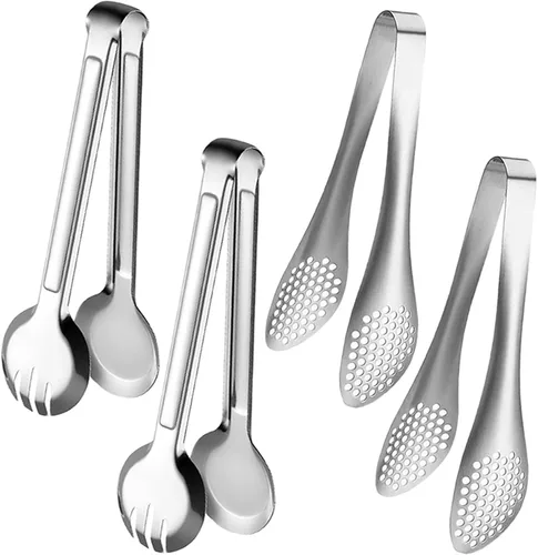 Vista 7 de 4 pinzas para servir de 9 pulgadas, de acero inoxidable, utensilios de servir para ensalada, buffet, aperitivo, postre, fiestas de comida