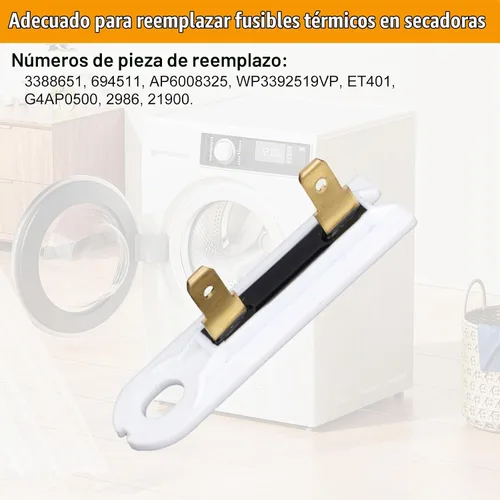 Vista 3 de 6pcs Secadora Fusible Térmico 3392519 Reemplazo para Whirlpool Kenmore