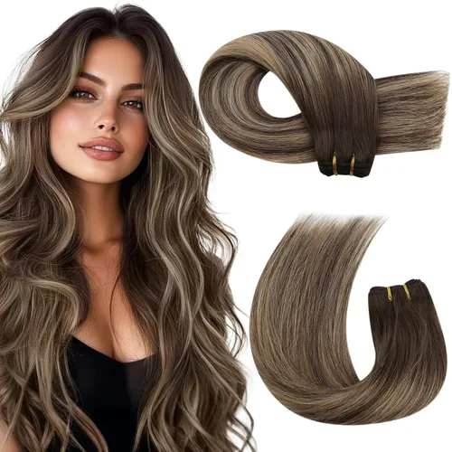 Vista 35 de Moresoo Extensiones de cabello humano real para coser, color negro natural