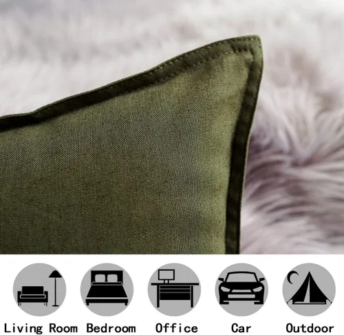 Vista 158 de Jeanerlor Funda de almohada decorativa de lino y algodón sólido de 18 x 18 pulgadas con cremallera, funda de cojín europea, funda de almohada