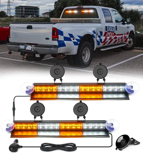 Vista 22 de Xprite Luces Estroboscópicas de Emergencia Ámbar para Tablero, Luz Intermitente Interior del Parabrisas con Ventosas para Camiones de Construcción